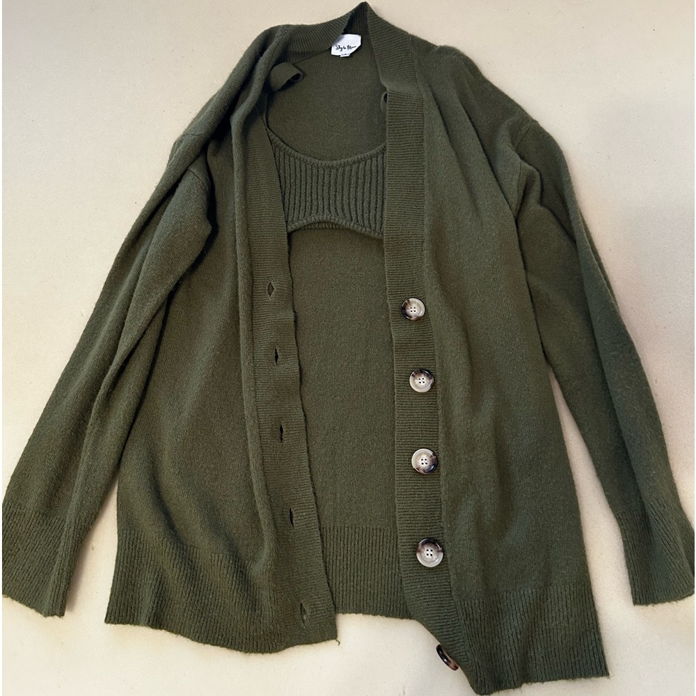Sky To Moon Olive Green Cardigan and Bra Set size Small